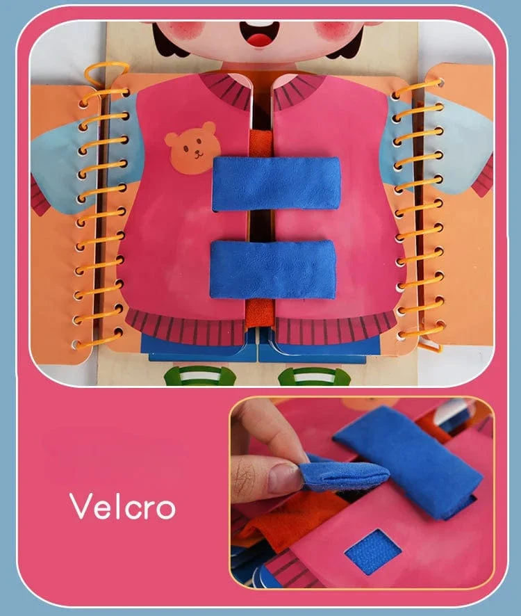 Puzzle-Spielzeug für die Früherziehung von Kindern, Spielzeugbuch zum Trainieren grundlegender Selbstpflegefähigkeiten, Beschäftigungsbrett für Kinder ab 3 Jahren