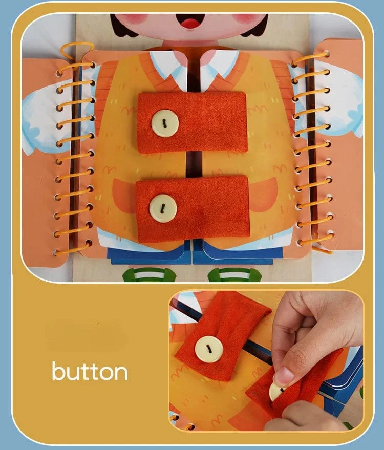 Puzzle-Spielzeug für die Früherziehung von Kindern, Spielzeugbuch zum Trainieren grundlegender Selbstpflegefähigkeiten, Beschäftigungsbrett für Kinder ab 3 Jahren