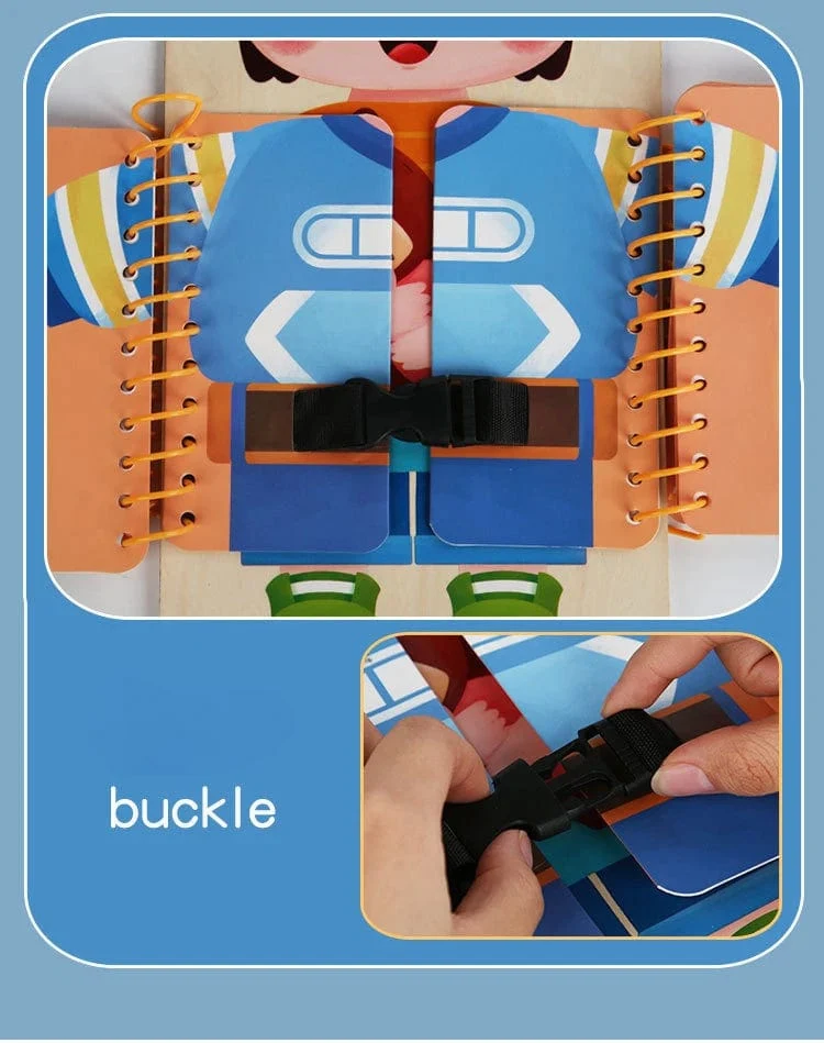 Puzzle-Spielzeug für die Früherziehung von Kindern, Spielzeugbuch zum Trainieren grundlegender Selbstpflegefähigkeiten, Beschäftigungsbrett für Kinder ab 3 Jahren