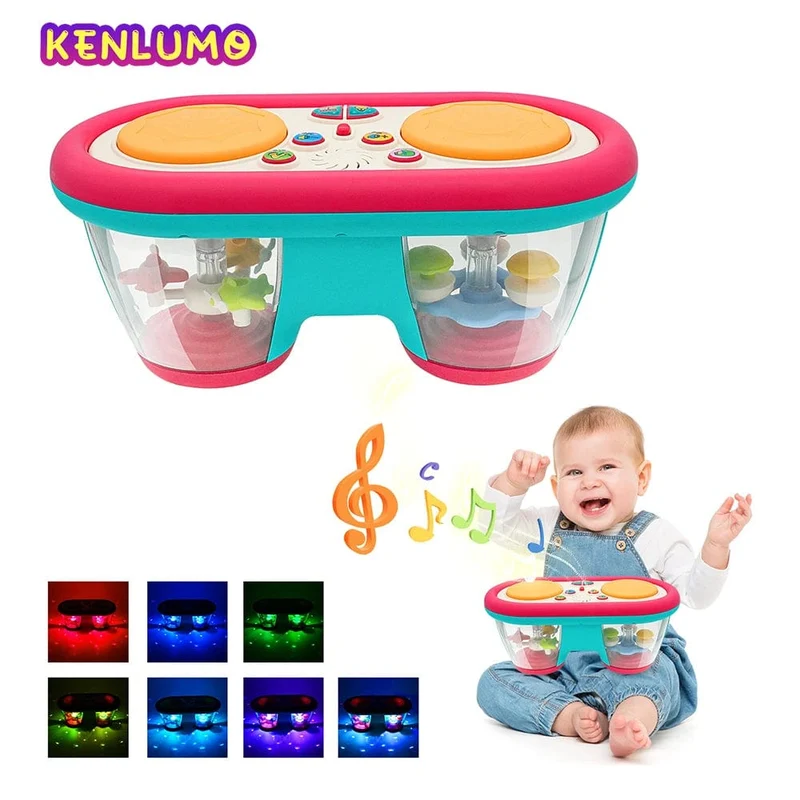 KENLUMO 2024 Neues Musikspielzeug für Kinder, Baby-Klatschtrommel, 12+ Monate, rotierende Musik, sensorisches Spielzeug, Blitzlicht-Instrument, frühe Bildung