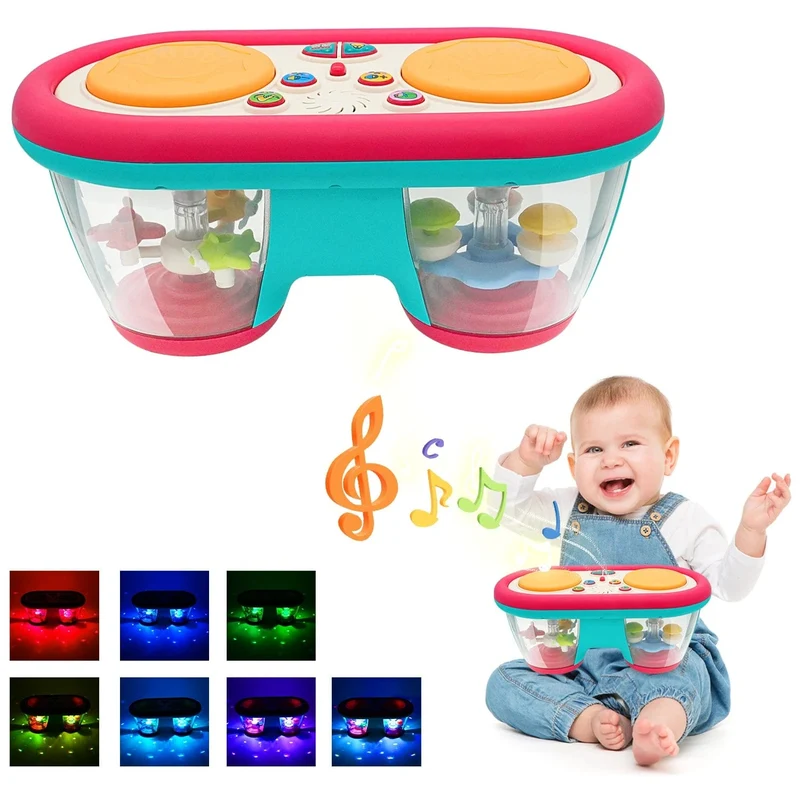 KENLUMO 2024 Neues Musikspielzeug für Kinder, Baby-Klatschtrommel, 12+ Monate, rotierende Musik, sensorisches Spielzeug, Blitzlicht-Instrument, frühe Bildung