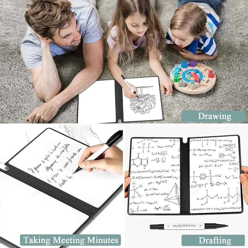 A5 Tragbares, magisches, wiederverwendbares Whiteboard-Notizbuch, Wochenplaner, stilvolle Büro-Notizbücher, Memo-Whiteboard mit Stiftlöschtuch