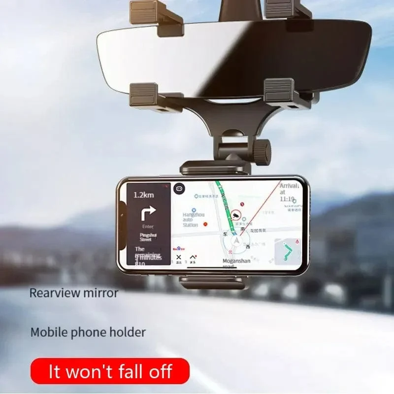 360 ° Auto-Rückspiegel-Handyhalterung für die Autohalterung Smartphone GPS-Halterung Unterstützung drehbar verstellbares Teleskoptelefon