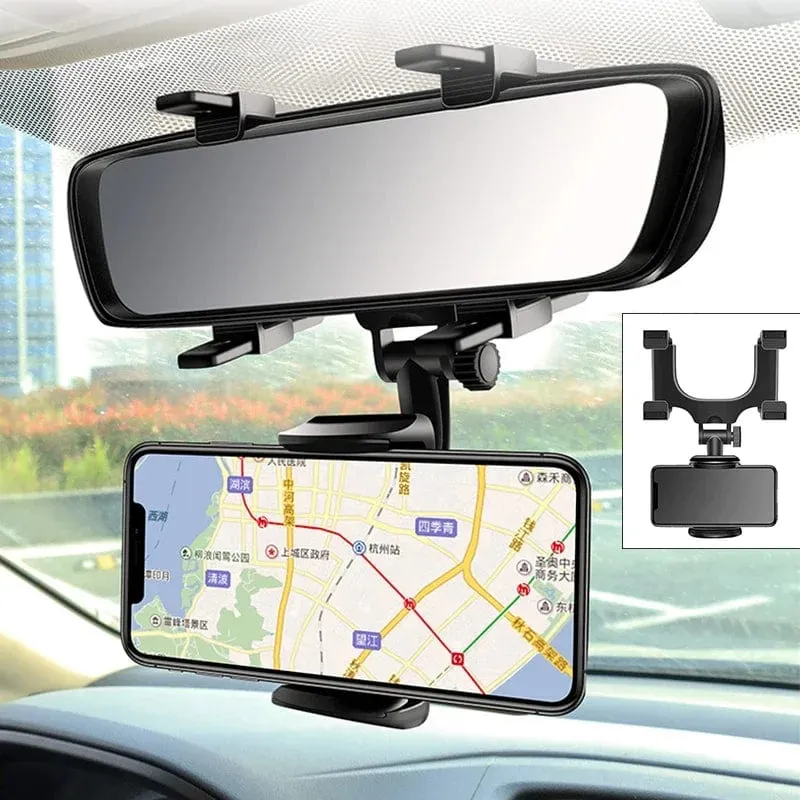 360 ° Auto-Rückspiegel-Handyhalterung für die Autohalterung Smartphone GPS-Halterung Unterstützung drehbar verstellbares Teleskoptelefon
