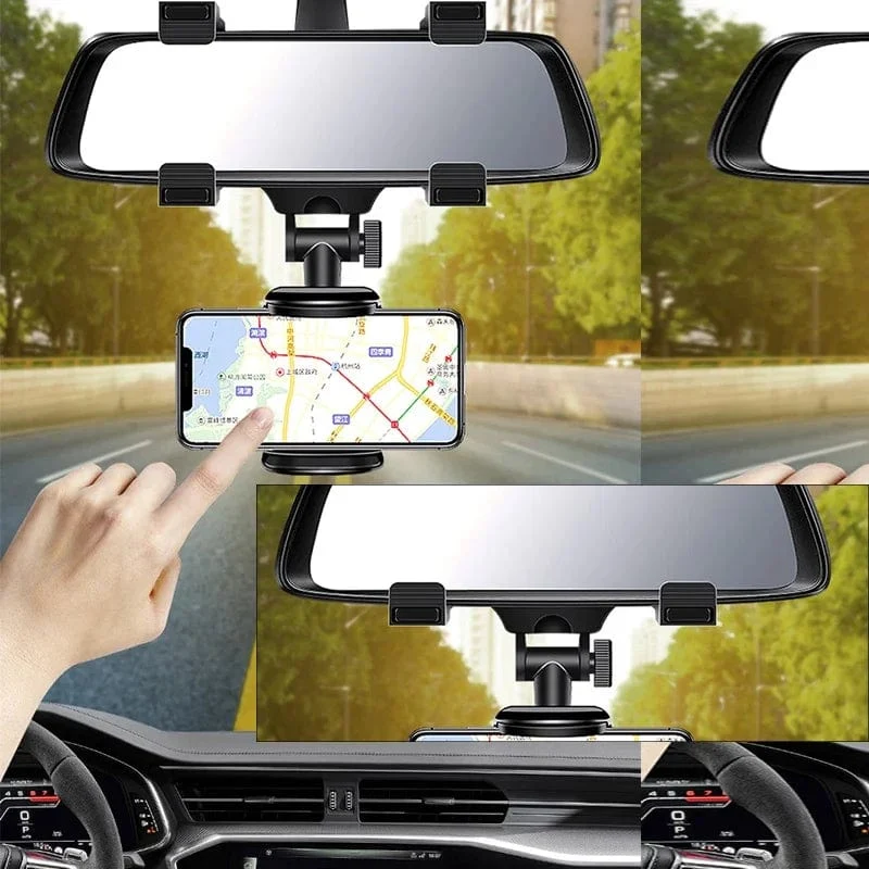 360 ° Auto-Rückspiegel-Handyhalterung für die Autohalterung Smartphone GPS-Halterung Unterstützung drehbar verstellbares Teleskoptelefon