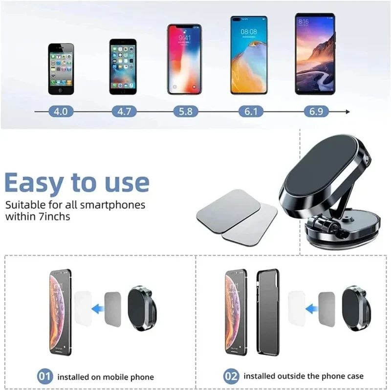 Neu 1080 drehen Magnetische Auto Telefon Halter Magnet Smartphone Unterstützung GPS Faltbare Telefon Halterung in Auto für IPhone Samsung Xiaomi