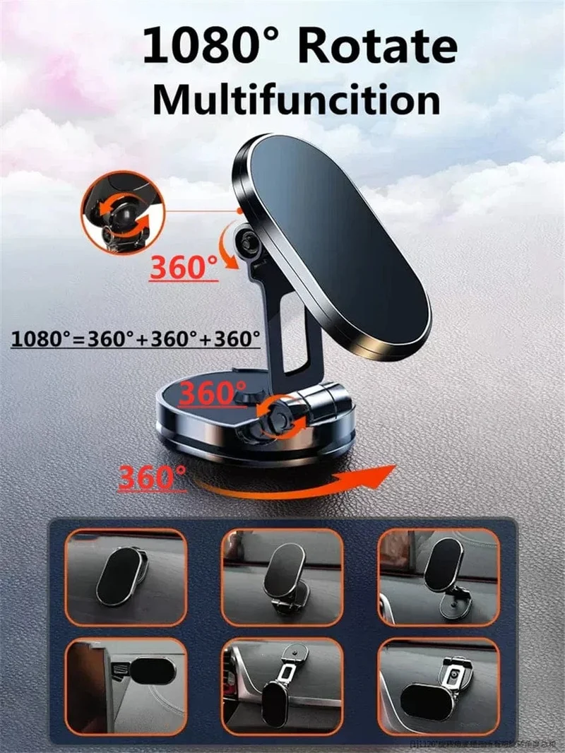 Neu 1080 drehen Magnetische Auto Telefon Halter Magnet Smartphone Unterstützung GPS Faltbare Telefon Halterung in Auto für IPhone Samsung Xiaomi