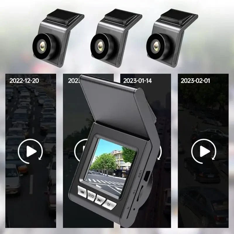 Selbstklebende HD-Dash-Kamera 1080p 2.5 Zoll, 5 Millionen Pixel, zyklische Aufnahme, Auto-Fahrrekorder, keine Karte, Vollbild mit Nachtsicht