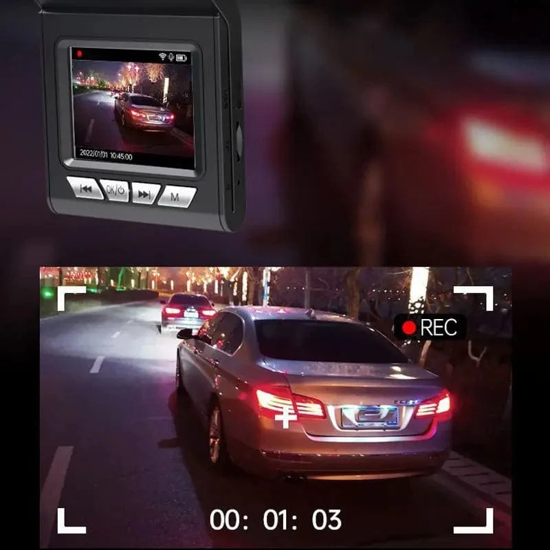 Selbstklebende HD-Dash-Kamera 1080p 2.5 Zoll, 5 Millionen Pixel, zyklische Aufnahme, Auto-Fahrrekorder, keine Karte, Vollbild mit Nachtsicht
