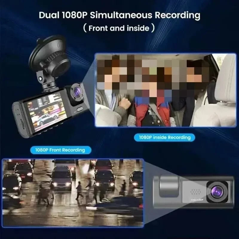 3-Kanal-Auto-DVR, HD 1080P, 3-Objektiv, Fahrzeug-Dashcam, Drei-Wege-Kamera, DVR-Recorder, Videoregistrator, Dashcam-Camcorder