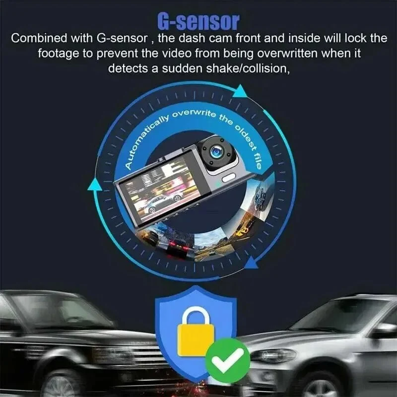 3-Kanal-Auto-DVR, HD 1080P, 3-Objektiv, Fahrzeug-Dashcam, Drei-Wege-Kamera, DVR-Recorder, Videoregistrator, Dashcam-Camcorder