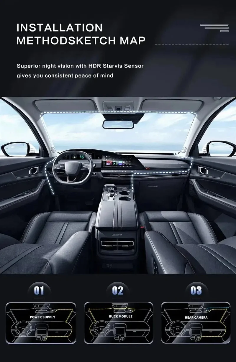 3-Kanal-Auto-DVR, HD 1080P, 3-Objektiv, Fahrzeug-Dashcam, Drei-Wege-Kamera, DVR-Recorder, Videoregistrator, Dashcam-Camcorder