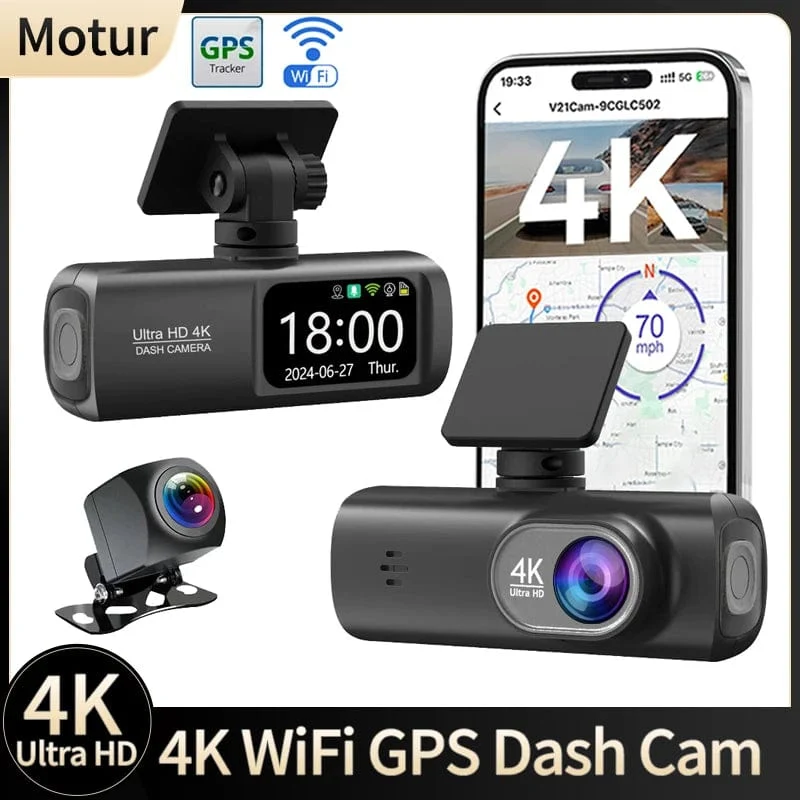 Dashcam 4K Kamera für Auto Dashcam GPS WiFi 24h Parkmonitor Nachtsicht DVR Videoregistrator vorne und hinten