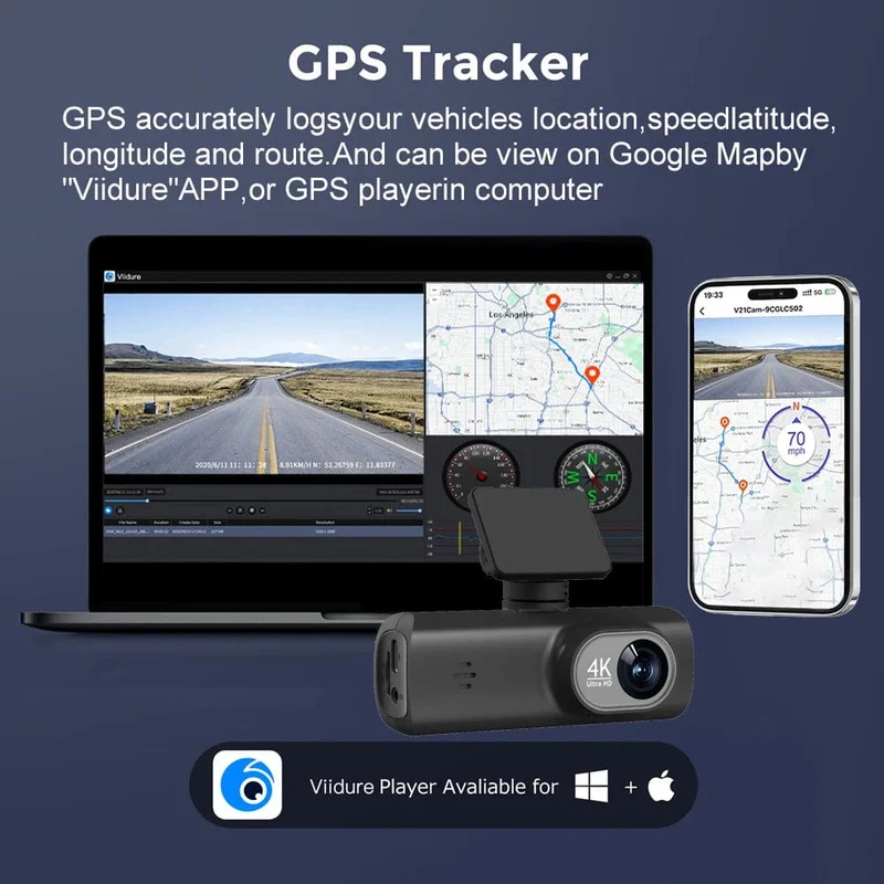 Dashcam 4K Kamera für Auto Dashcam GPS WiFi 24h Parkmonitor Nachtsicht DVR Videoregistrator vorne und hinten