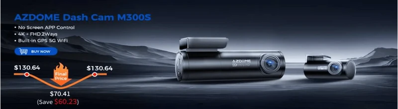 AZDOME M330 Auto-DVR 1296P Dashcam Smart Voice Control WiFi Kostenlose App G-Sensor Notfallaufzeichnung Parkmonitor Loop-Aufzeichnung