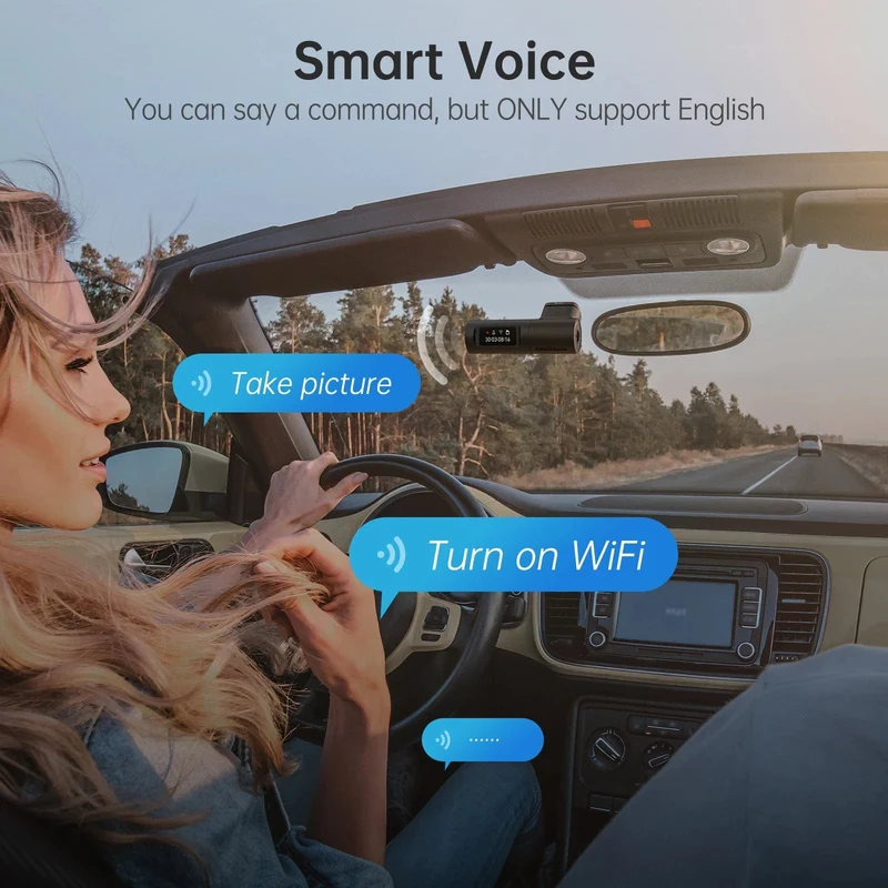 AZDOME M330 Auto-DVR 1296P Dashcam Smart Voice Control WiFi Kostenlose App G-Sensor Notfallaufzeichnung Parkmonitor Loop-Aufzeichnung