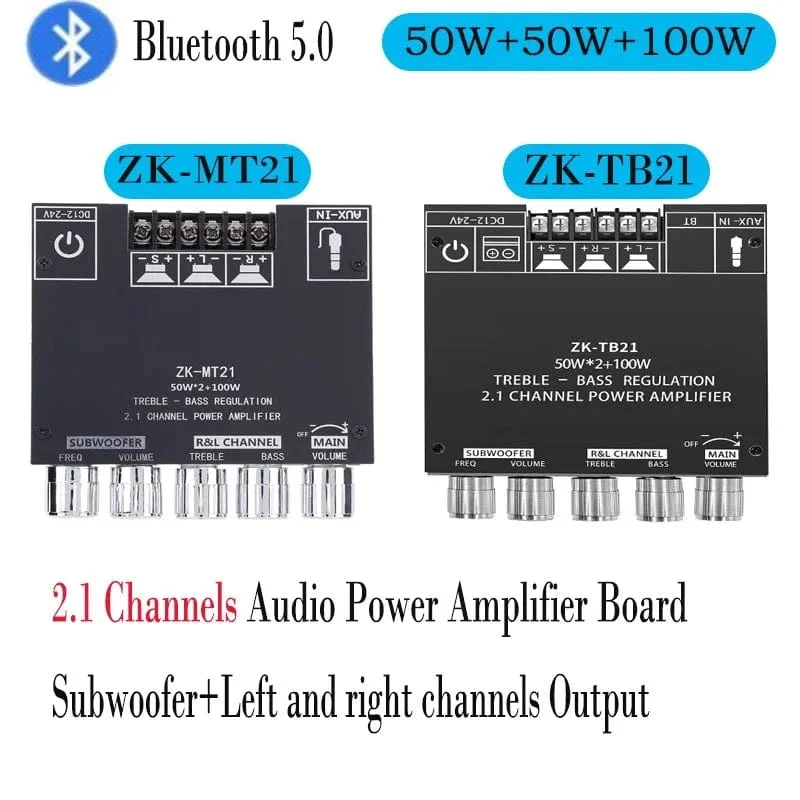 ZK-MT/TB21 2x50W + 100W 2.1-Kanal BT5.0 AUX Digital Sound Verstärker mit Bluetooth Audio Verstärker Board für Unterhaltungselektronik