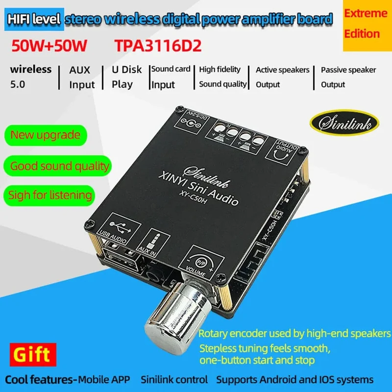 ZK-MT/TB21 2x50W + 100W 2.1-Kanal BT5.0 AUX Digital Sound Verstärker mit Bluetooth Audio Verstärker Board für Unterhaltungselektronik