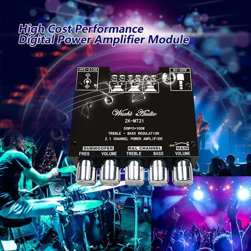ZK-MT/TB21 2x50W + 100W 2.1-Kanal BT5.0 AUX Digital Sound Verstärker mit Bluetooth Audio Verstärker Board für Unterhaltungselektronik