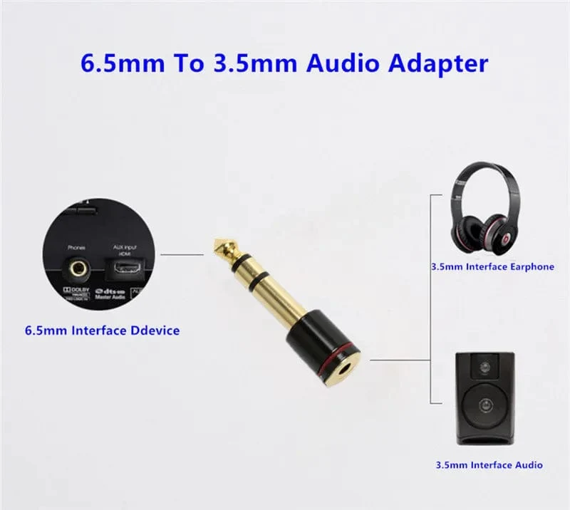Audio-Adapter 6.5 mm auf 3.5-Buchse, 1/4 Zoll Stecker, 1/8 Zoll Buchse, Kopfhörerstecker-Konverter für Mikrofonverstärker, Unterhaltungselektronik