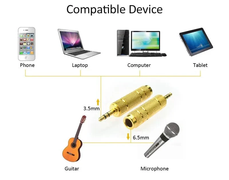 Jack 3.5mm zu 6.5mm Audio Adapter 3 Pole AUX Konverter 6.35 zu 3.5 Adaptador Männlich Weamale Stecker Verbraucher Elektronik
