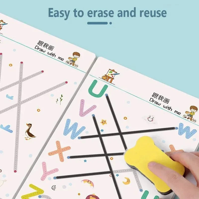 Magisches Nachzeichnen-Arbeitsbuch Montessori-Bücher für Kinder, Training zur Stiftkontrolle, wiederverwendbares Kalligraphie-Heft für Kinder, pädagogisch