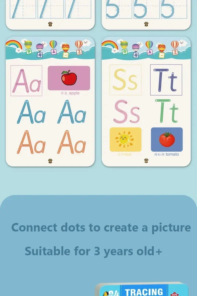 Magisches Nachzeichnen-Arbeitsbuch Montessori-Bücher für Kinder, Training zur Stiftkontrolle, wiederverwendbares Kalligraphie-Heft für Kinder, pädagogisch