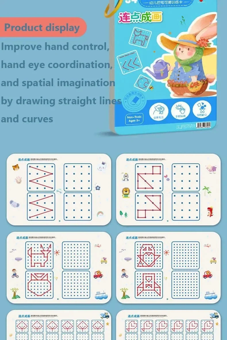 Magisches Nachzeichnen-Arbeitsbuch Montessori-Bücher für Kinder, Training zur Stiftkontrolle, wiederverwendbares Kalligraphie-Heft für Kinder, pädagogisch