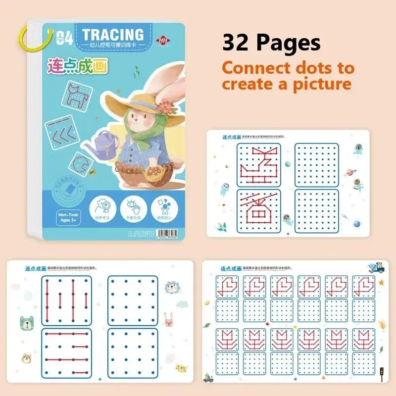 Magisches Nachzeichner-Arbeitsbuch, pädagogische Montessori-Bücher für Kinder, Training der Stiftkontrolle, wiederverwendbares Kalligraphie-Heft für Kinder