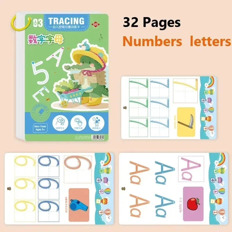 Magisches Nachzeichner-Arbeitsbuch, pädagogische Montessori-Bücher für Kinder, Training der Stiftkontrolle, wiederverwendbares Kalligraphie-Heft für Kinder