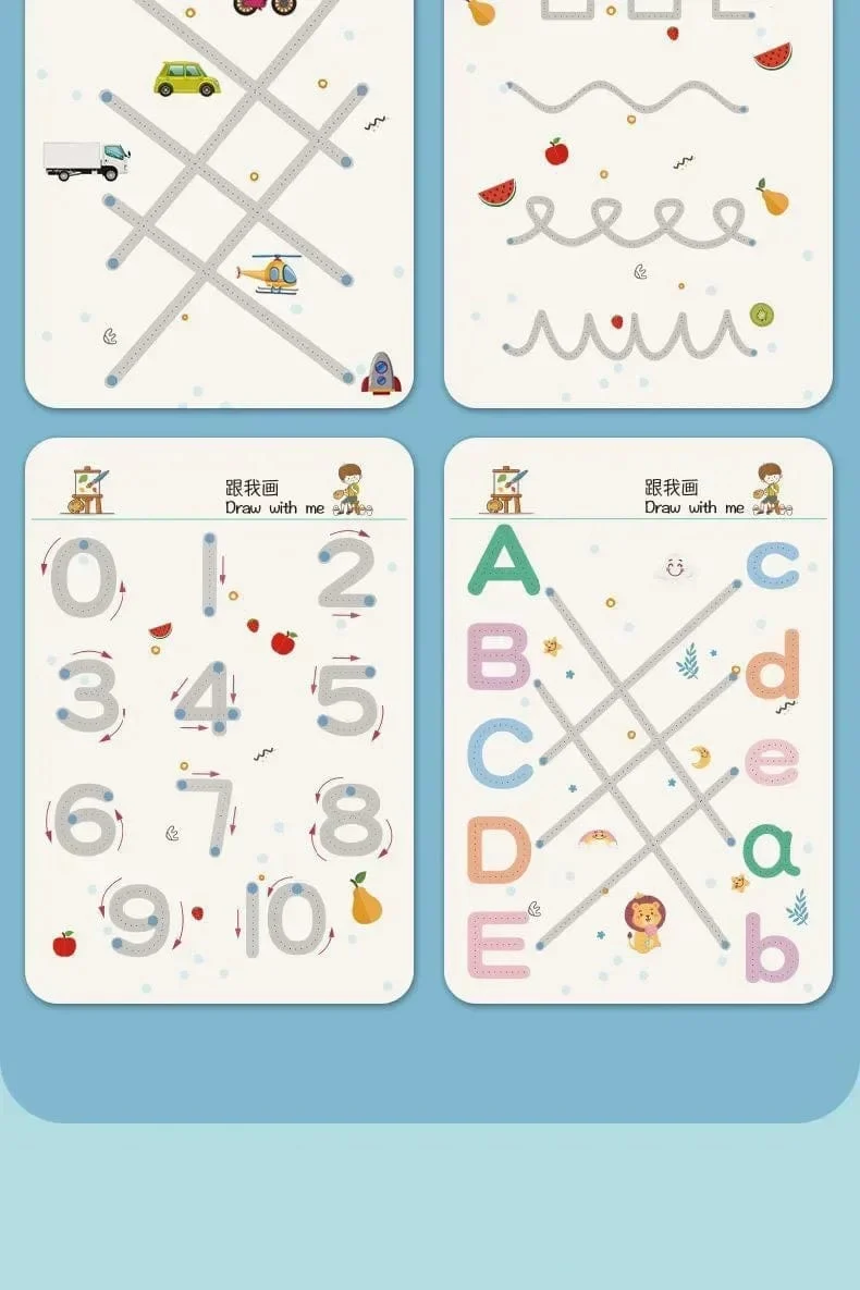 Magisches Nachzeichner-Arbeitsbuch, pädagogische Montessori-Bücher für Kinder, Training der Stiftkontrolle, wiederverwendbares Kalligraphie-Heft für Kinder