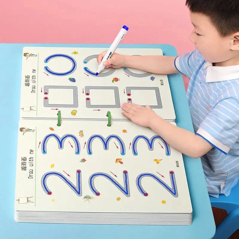 Magisches Nachzeichnen-Arbeitsbuch, Kontroll-Trainingsbuch, wiederverwendbares Zauberübungsheft, Montessori-Zeichenunterricht für Kinder