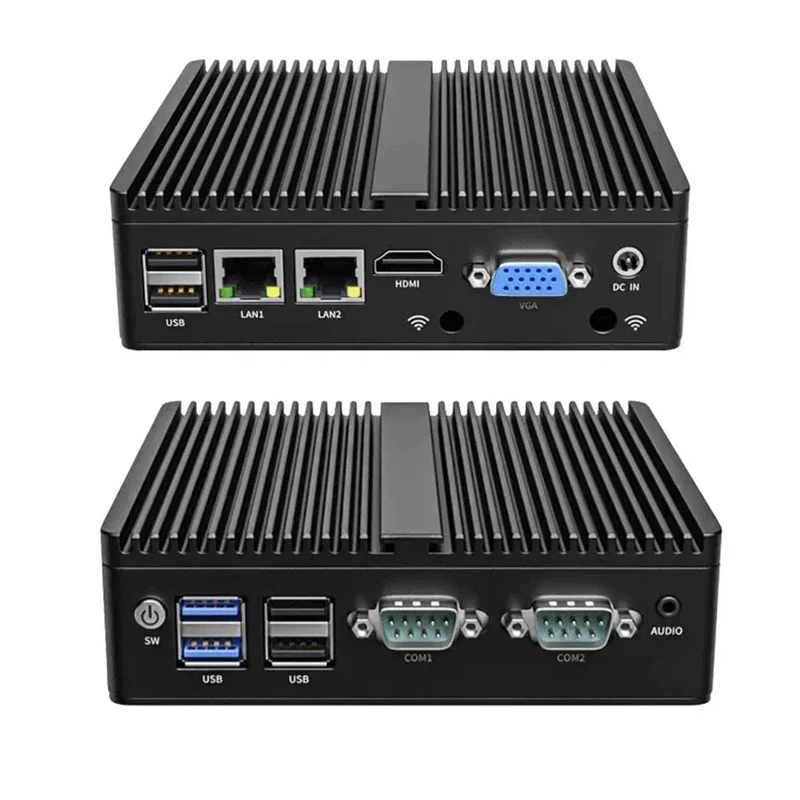 Metallgehäuse Mini-PC Intel N2840 Desktop-Computer Pfsense DDR3L Msata SSD 2Lan 2COM VGA HD-Display