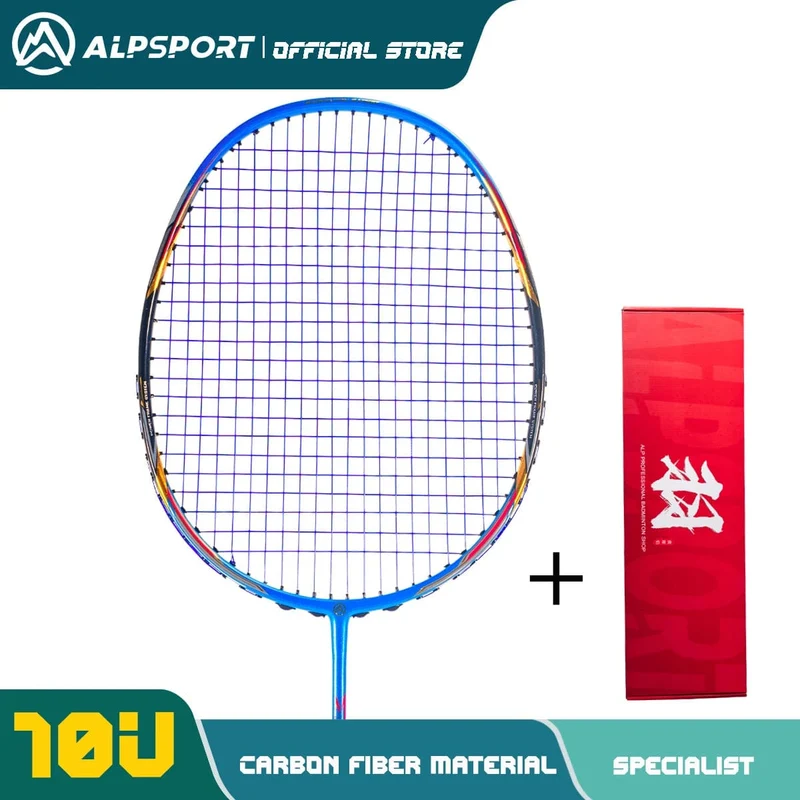 Alpsport AIR 10U Ultraleichter 52g T800 Badmintonschläger Schneller Rückprall Importiert max. 28lbs Badmintonschläger aus Carbonfaser + Titan