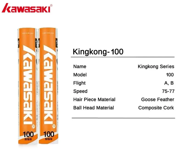 Kawasaki King Kong 100/500 Feder-Federball Badminton für Vereine und Training Schlägersport Geschwindigkeit 76 77 Langlebiger Badmintonball