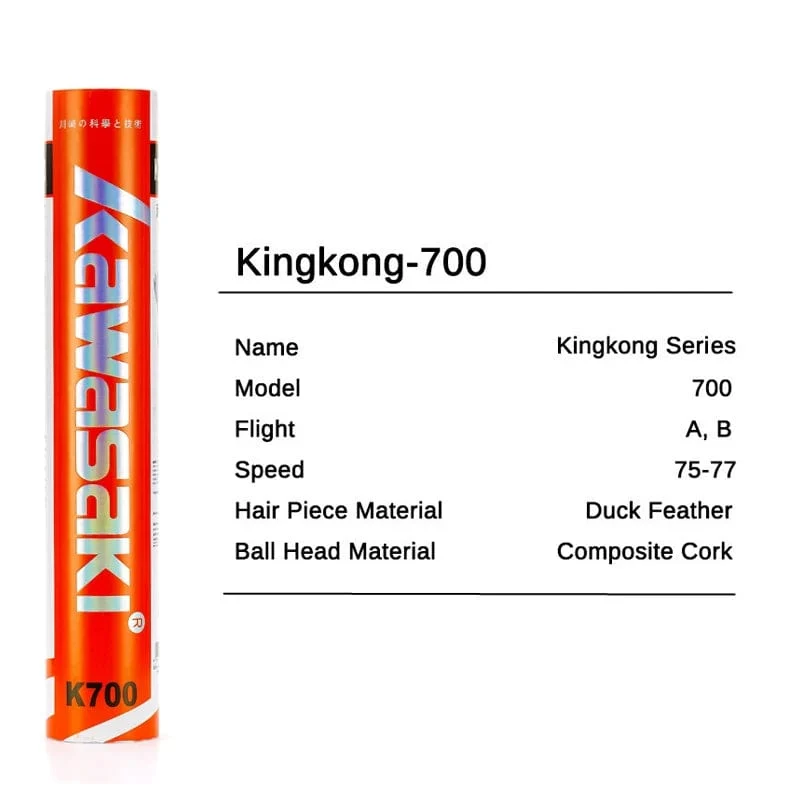 Kawasaki King Kong 100/500 Feder-Federball Badminton für Vereine und Training Schlägersport Geschwindigkeit 76 77 Langlebiger Badmintonball
