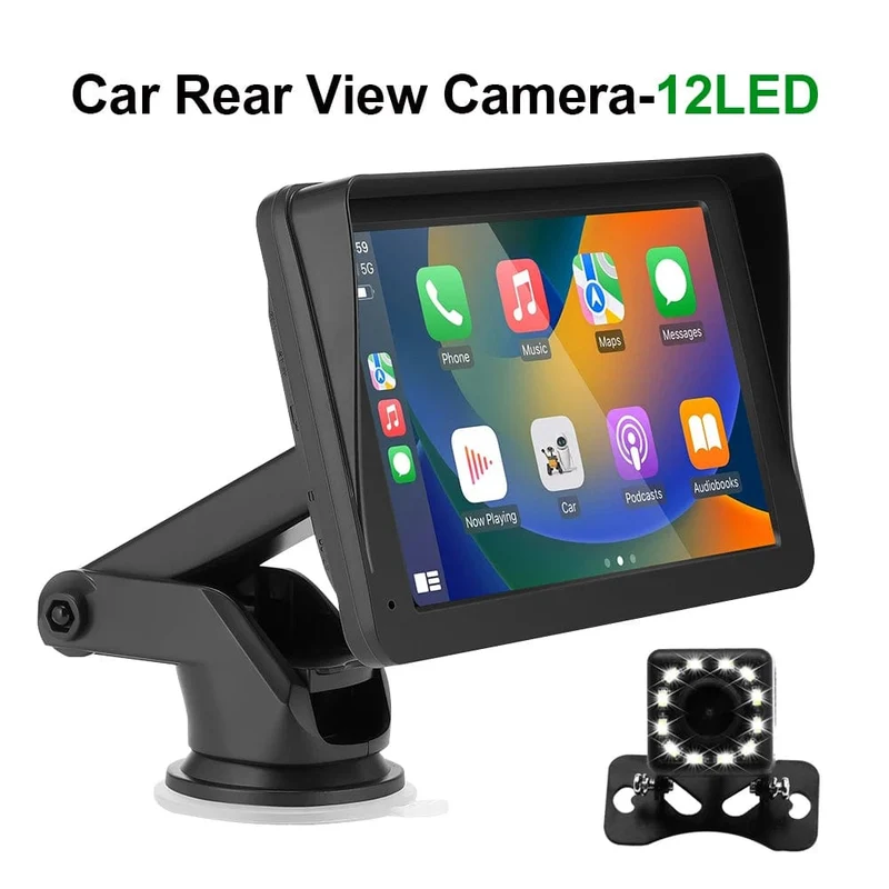 Tragbares Autoradio, Multimedia-Video-Player, kabellos, CarPlay, Android Auto, 7-Zoll-Touchscreen, mit AUX-FM für Rückfahrkamera