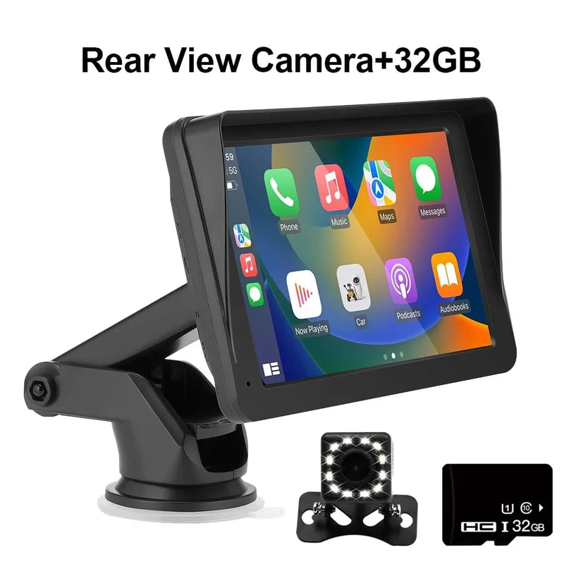 Tragbares Autoradio, Multimedia-Video-Player, kabellos, CarPlay, Android Auto, 7-Zoll-Touchscreen, mit AUX-FM für Rückfahrkamera
