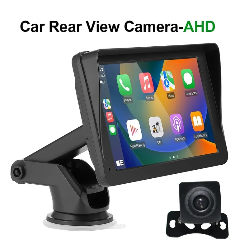 Tragbares Autoradio, Multimedia-Video-Player, kabellos, CarPlay, Android Auto, 7-Zoll-Touchscreen, mit AUX-FM für Rückfahrkamera