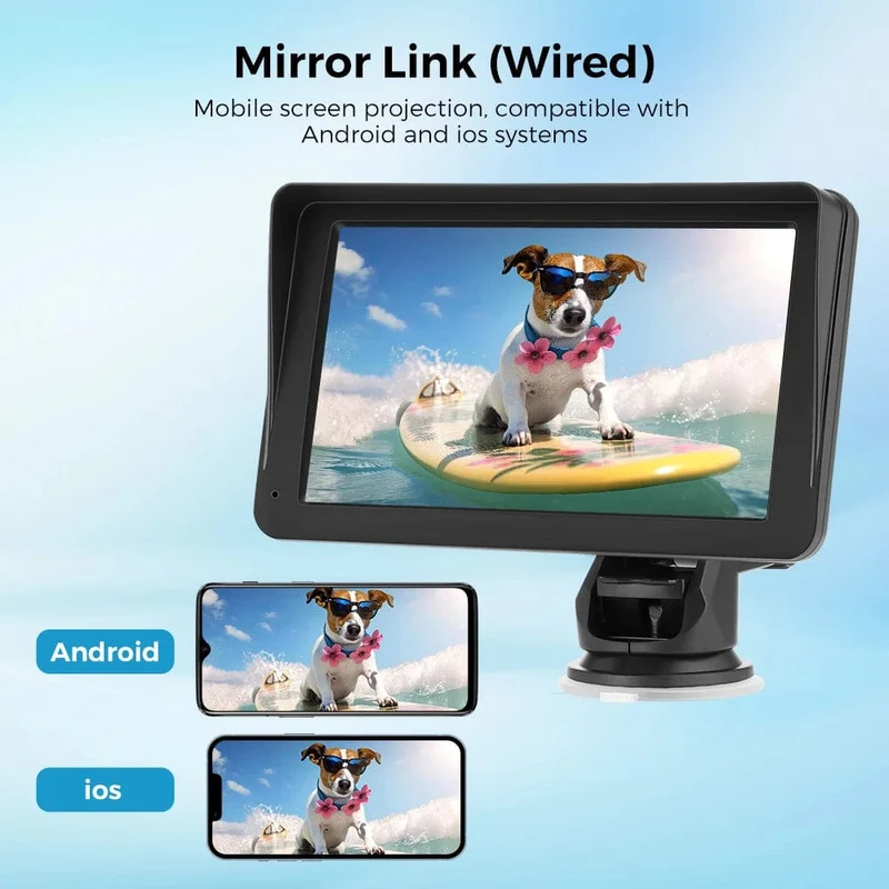 Tragbares Autoradio, Multimedia-Video-Player, kabellos, CarPlay, Android Auto, 7-Zoll-Touchscreen, mit AUX-FM für Rückfahrkamera