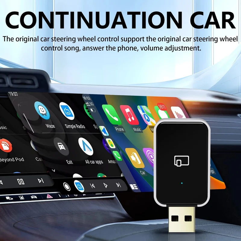 MINI Wireless Carplay 2-in-1-Adapter, automatisch verkabelt mit Wireless Carplay Android Auto USB AI Box Plug & Play, geeignet für OEM-Autos