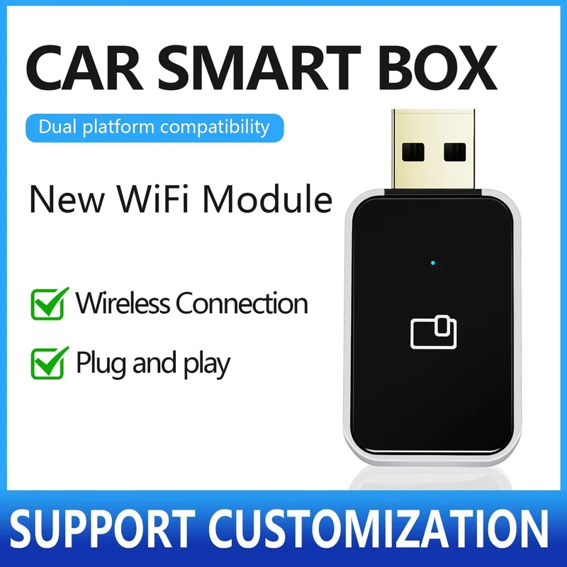 MINI Wireless Carplay 2-in-1-Adapter, automatisch verkabelt mit Wireless Carplay Android Auto USB AI Box Plug & Play, geeignet für OEM-Autos