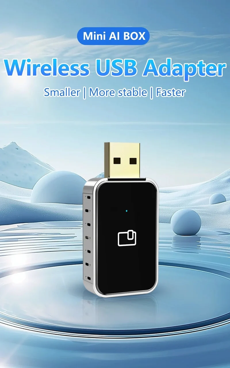 MINI Wireless Carplay 2-in-1-Adapter, automatisch verkabelt mit Wireless Carplay Android Auto USB AI Box Plug & Play, geeignet für OEM-Autos