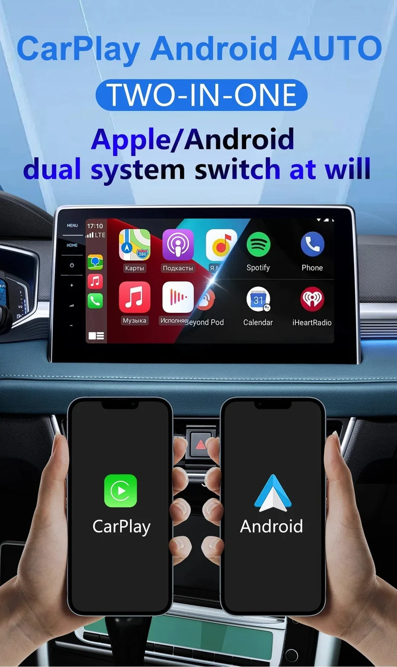 MINI Wireless Carplay 2-in-1-Adapter, automatisch verkabelt mit Wireless Carplay Android Auto USB AI Box Plug & Play, geeignet für OEM-Autos