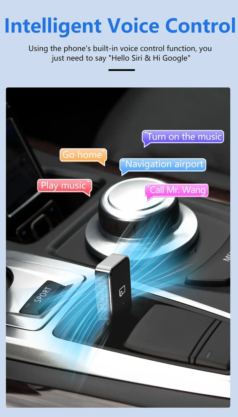 MINI Wireless Carplay 2-in-1-Adapter, automatisch verkabelt mit Wireless Carplay Android Auto USB AI Box Plug & Play, geeignet für OEM-Autos