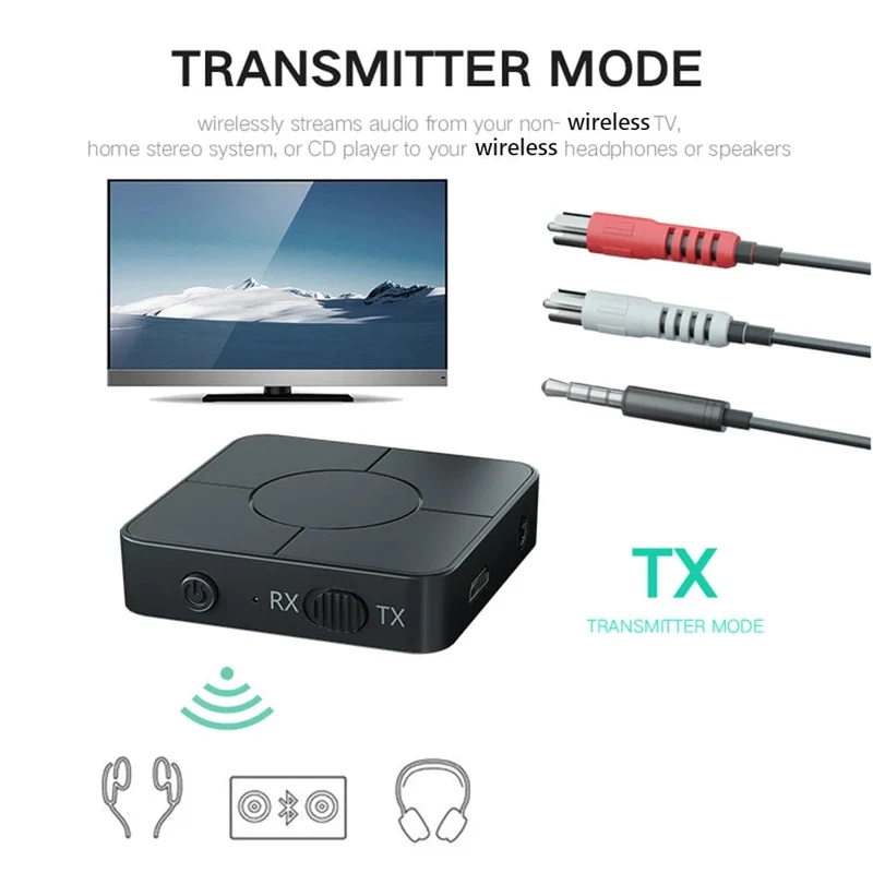 Audio Sender Empfänger Bluetooth-kompatibel 5.0 RCA Drahtlose Musik Audio Adapter mit Mic für PC TV Auto Intelligente System