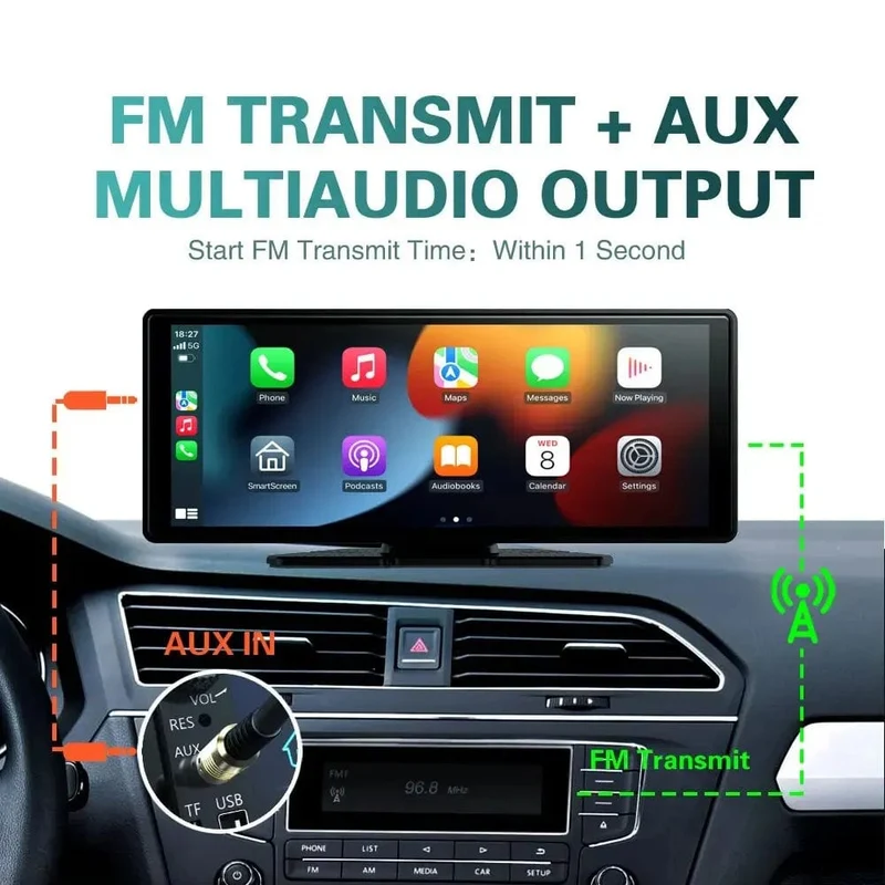 XUDA Universal 10.26 Zoll Autoradio Multimedia WIFI Video Player Kabelloses Carplay & Android Auto für Apple oder Android MP5 Player