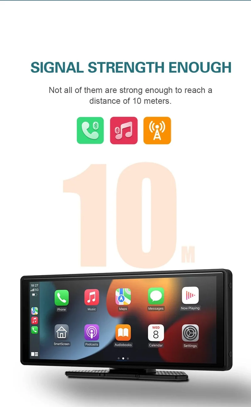 XUDA Universal 10.26 Zoll Autoradio Multimedia WIFI Video Player Kabelloses Carplay & Android Auto für Apple oder Android MP5 Player