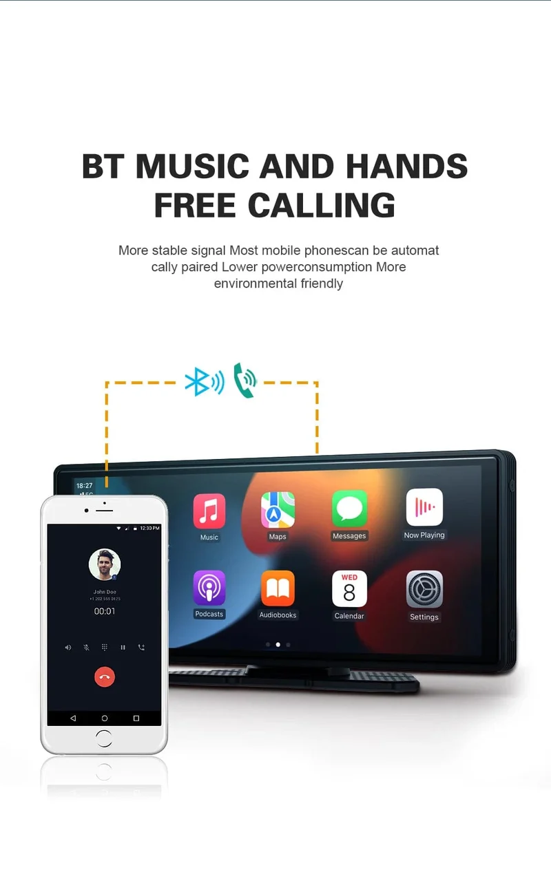 XUDA Universal 10.26 Zoll Autoradio Multimedia WIFI Video Player Kabelloses Carplay & Android Auto für Apple oder Android MP5 Player
