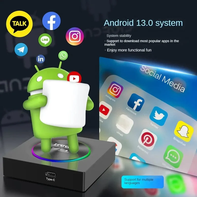 2024 Android 13 Smart Box Android Auto Drahtloser Carplay-Adapter Eingebauter Play Store für Youtube Nexflit Auto-Intelligenzsysteme